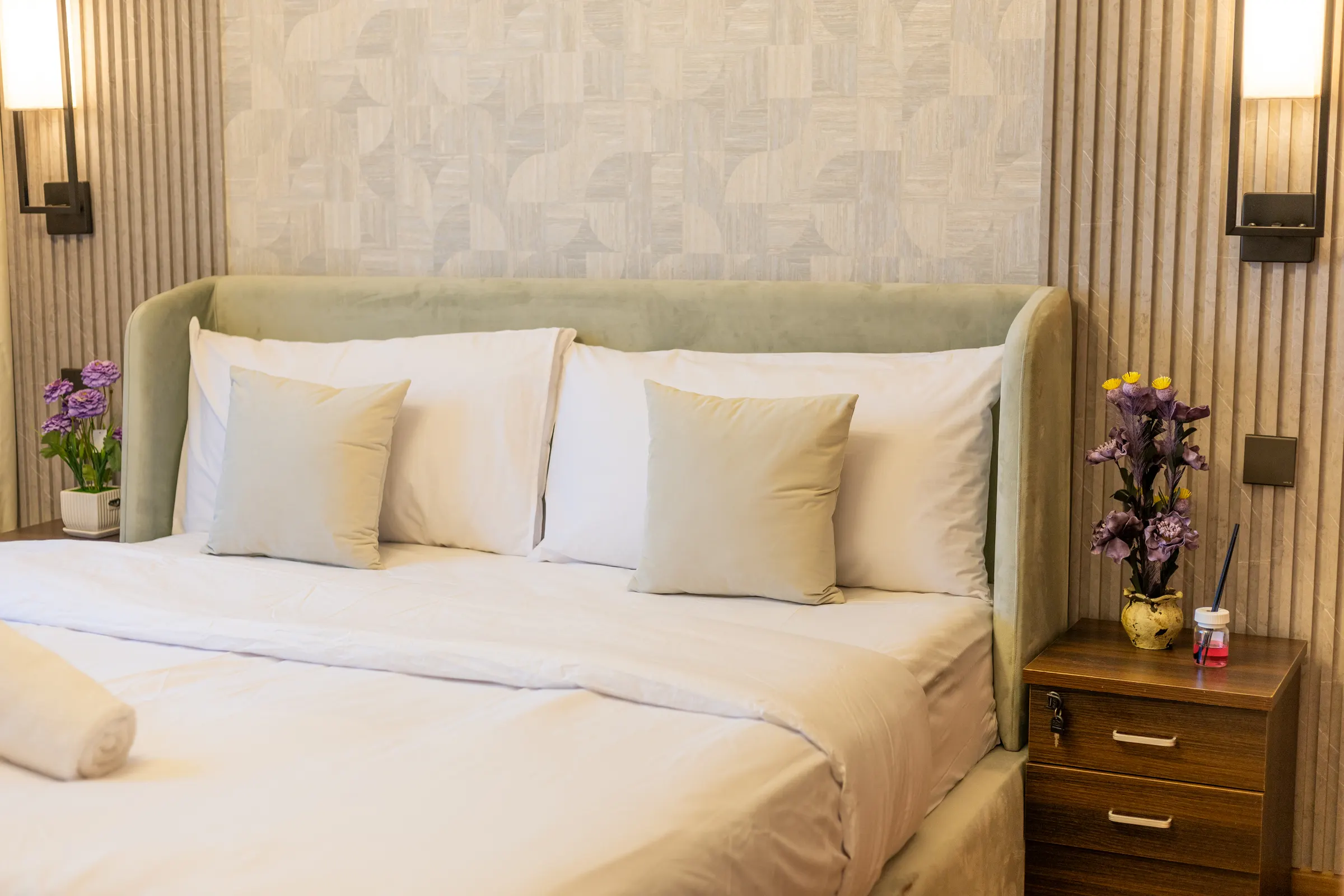 Bedroom furnished and styled by ASIS — Sulafa Tower, Dubai Marina